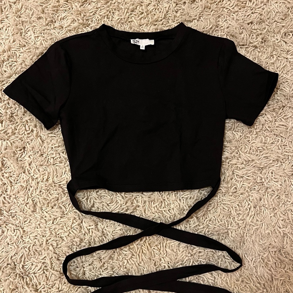 By the Way crop top with tie detail around midrift